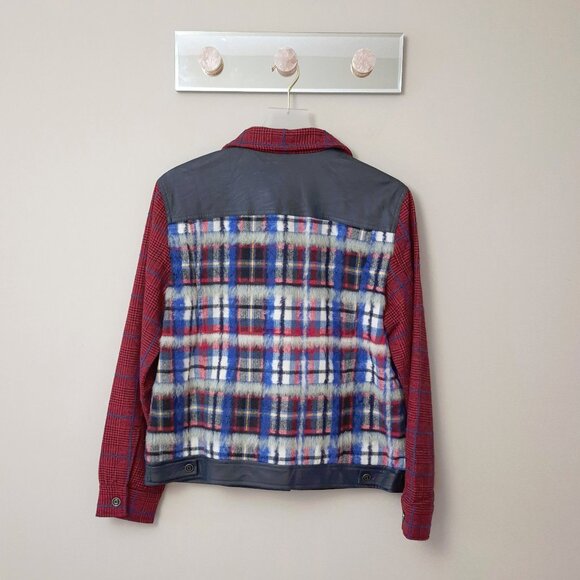 NWT Desigual wool blend Ingrid plaid faux leather bomber jacket, EU L - Picture 7 of 10